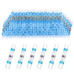 100PCS Solder Seal Wire Connector Kit Heat Shrink Butt Connector Waterproof Insulated Electrical Butt Splice Wire Terminals for Automotive Marine Boat (Blue,16-14 AWG)