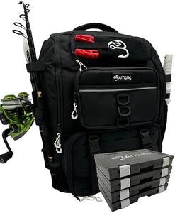Baitium Fishing Backpack, Fishing Tackle Backpack With Rod Holders, 40L Tackle Bag With Cooler, Fishing Bag, Fishing Tackle Backpack, Fishing Tackle Box Backpack, Fishing Gear (Jet Black)