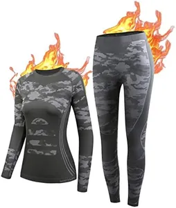 NOOYME Thermal Underwear for Women Base Layer Women Cold Weather,Long Johns for Women Black-camouflage