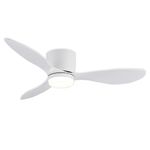 GESUM Ceiling Fan with Light, 42" Flush Mount Ceiling Fan Light with 3 Colors, 6 Speeds, Timing,Low Profile Ceiling Fan with Remote Control 3 Blades for Bedroom Dining Room (White)