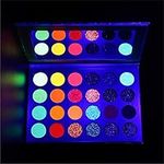 Neon Eyeshadow Palette Glow in the Dark Fluorescent Eye Shadow Glow in Blacklight Bright Matte and Glitter Makeup Pallet Pigment Luminous for Stages, Cosplay,Halloween Makeup (24 Neon Eyeshadow)