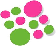 Set of 30 Circles Polka Dots Vinyl Wall Decals (Hot Pink/Lime Green)