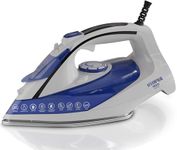 Utopia Home Steam Iron for Clothes - Non-Stick Soleplate -1800W Clothes Iron - Adjustable Thermostat Control, Variable Steam Control, Auto-Off, Self-Clean, 8 Feet Cord (White-Blue, Pack of 1)