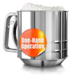 5 Cup Flour Sifter Stainless Steel – Sifter Baking with Double Mesh, One-Hand Operation Flour Duster, 5.1" x 5.1" for Quick Baking – Effortless Sifting for Powdered Sugar, Coffee & Cocoa