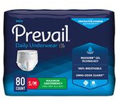 Prevail Incontinence Protective Underwear for Men, Maximum Absorbency, Small/Medium, 80 Count