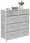 mDesign Tall Steel Frame/Wood Top Storage Dresser Furniture Unit with 8 Slim Removable Fabric Drawers, Large Bureau Organizer for Bedroom, Living Room, Closet - Lido Collection, Gray, Pack of 1