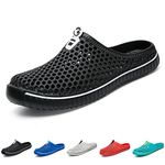 BOLOG Summer Garden Clogs Unisex Breathable Lightweight Flip Flops Quick-Dry Mesh Water Shoes Non-Slip Footwear Walking Shower Beach Sandals Hole Slippers Women Men,Black,EU40