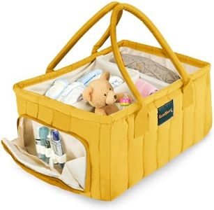 Eleghaunt Baby Diaper Caddy Basket Organizer-Sturdy, Breathable & Washable - Stylish Storage, Portable, Car Caddy Organizer, Nursery, Baby Gift Registry Newborn Essentials (Yellow)