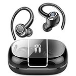 Wireless Earbuds Sport, 48H Bluetooth 5.3 Headphones with ENC Noise Canceling Mic, Wireless Earphones with Earhooks, LED Display, IPX7 Waterproof Bluetooth Ear Buds for Running/Gym/Workout/Black