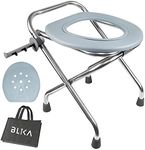 BLIKA Portable Toilet for Camping, 400LBS Weight Capacity Portable Camping Toilet, Folding Toilet, Stainless Steel Portable Toilet Seat, Portable Toilet Travel Toilet Car Toilet