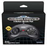 Retro-Bit Official SEGA Mega Drive Controller 6-Button Arcade Pad for Sega Mega Drive/Genesis - Original Port - Black