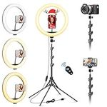 12 inch Ring Light with Tripod Stand & Phone Holder Tall 177cm/69.5", Large Professional Selfie Ring Lights for Phone, LED Standing Ringlight for Makeup, Tiktok, Video, Streaming, Youtube