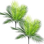 Artificial Palm Plants, Plastic Tropical Palm Tree Shrubs Fake Greenery Decor for Outdoor Indoor Home Garden Verandah Party Wedding Table Centerpieces DIY Christmas Decoration Planter Filler 2 Pack