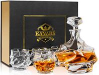 KANARS Whisky Decanter and Glasses Set, Premium No-Lead Crystal Whiskey Decanter 750 ml with 4× 320 ml Tasting Tumblers for Liquor or Scotch, Unique Stylish Gift for Wedding or Anniversary, 5-Piece