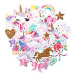 Navy Peony Magical Rainbow Unicorn Stickers (34 Pieces) - Waterproof, Cute, Child-Proof | Cute Girl Stickers for Bikes, Helmets, Scrapbooks