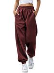 Love My Fashions Women's Plain Gym Sport Jogger Sweatpants & Winters Joggers Pockets Pants and Baggy Elastic Waist Trousers for Casual Hip Hop, Gym and Jogging Wine