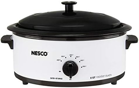 Nesco 4816-14 Porcelain Roaster Oven, 6 quart, White