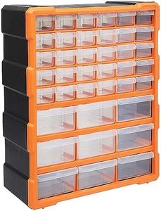 Amazon Basics Wall Mount Hardware and Craft Storage Cabinet Drawer Organizer 78 Drawers, Black, Orange, 6.3 x 14.2 x 18.6 inches (LxWxH)