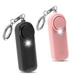 Qoosea 2 Personal Alarm Pocket Alarm with 130 dB Emergency Safesound Personal Security Alarm Key Ring with LED Light Police Approved Alarm for Children Women Older Students