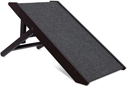 BIRDROCK Home Adjustable Pet Ramp for Small Dogs, Cats, Puppies - Foldable Wooden Dog Ramp for Couch, Bed, Car - Indoor or Outdoor- Safe, Portable, Non-Slip Carpet - 13", Espresso