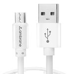 Ambrane 2.4A Fast Charging Output Cable with Micro to USB for Mobile, Neckband, True Wireless Earphone Charging, 480mbps Data Sync Speed, 1m Length (ACM - AZ1, White)