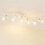 HiBay 6-Light Track Lighting, Directional Ceiling Track Light Fixture, White Farmhouse Spotlight Indoor for Kitchen, Bedroom, Living Room, E26 Base (Bulbs Not Included)