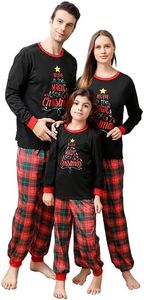 Sangdut Christmas Matching Family Pyjamas Set, Holiday Long Sleeve Christmas Tree Top with Plaid Pants Xmas Pjs Set for Women/Men/Kids(Kids,2-3Y)