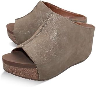 VOLATILE Womens Carrier Leather Slip on Platform Sandals Metallic 9 Medium (B,M)