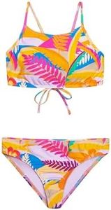 Hobie Girls High Neck Bikini Top and Hipster Bottom Swimsuit Set, Multi//Tropic Like It's Hot, 12