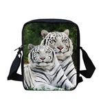 Kuiaobaty 3D Tiger Bag Crossbody White Tigers Square Camera Bag with Adjustable Wide Strap, Animals Shoulder Bag for Work,Travel