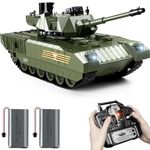 Supdex 1:18 RC Tank, 2.4Ghz Russian T-14 Armata Remote Control Tank Model Toy That Shoots BBS and Water Bombs, Battle Army Tank with Smoke, Light and Sound, RC Vehicle Military Toy for Adult and Kid