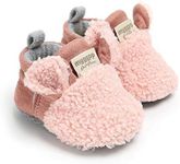 Baby Boys Girls Soft Plush Slippers Cartoon Toddler Infant Warm Winter House Shoes (Pink 0-6 Months)