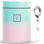 IRON °FLASK Food Jar - 16 Oz, Foldable Spoon, Leak Proof, Vacuum Insulated Thermo, Stainless Steel, Simple Storage Lunch, Modern Container, Hydro Metal Canteen, Double Walled, Portable Food Bowl (Bubble Gum)