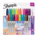 Sharpie Permanent Markers, Fine Point for Bold Details, Electro Pop & Assorted Original Colours, 24 Marker Pens