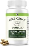 Beef Organ Supplement Grass Fed - 7 Beef Organs Complex from New Zealand - Liver, Heart, Pancreas, Kidney, Lung, Spleen, Bone Marrow - Non-GMO, No Fillers, Hormone & Antibiotic Free - Carnivore Diet