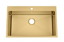 Yutong Top-Mount/Drop in Stainless Steel Kitchen Sink (30" x 20" x 9", Gold)