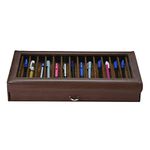 essart PU Leather Snakebit-Print Double Story Pen Case, Magnetic clsoure, Display Glass Feature, Space Available for 30 pens, Inside is Made up of Soft Velvet and Outside is madeup of PU Leather