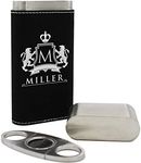 Personalized Cigar Holder Case and Cutter - Custom Engraved and Monogrammed (Black)