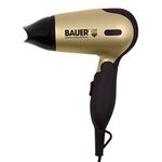 Bauer Professional 38850 Travel Hair Dryer Set/Compact 1200W Travel Hair Dryer with Folding Handle/Carry Case, Hairbrush & Comb / 2 Heat & Speed Settings/Lightweight, Portable, Dual Voltage