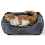 Bedsure Cat beds for Indoor Cats - 51x41 cm Washable Rectangle Small Dog Pet Bed with Anti-Slip Bottom for Kitten and Puppy, Dark Grey