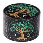 Spespo Herb Grinder, Large Spice Grinder 63mm(2.5 inch),4 Layers Full Color Painting Metal Grinder with Pollen Scraper (Tree design)