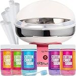 The Candery Cotton Candy Machine with Stainless Steel Bowl 2.0 and Floss Bundle- Use to Floss Sugar Floss, Candy for Birthday Parties Fairs, Festivals- Includes 5 Floss Sugar Flavors 12oz Jars and 50