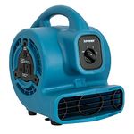 XPOWER P-80A Mini Mighty Air Mover, Floor Fan, Dryer, Utility Blower with Built-in Power Outlets- Blue