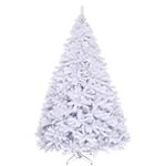 OFFICEJOY White Artificial Christmas Tree, 9FT Artificial Pine Tree w/Premium PVC Needles & Solid Metal Stand, Easy Assembly, for Indoor & Outdoor Use