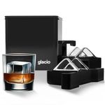 glacio Clear Ice Maker - Whiskey Ice Cubes Mold - Crystal Clear, Dilution-Free, Directional Freezing Ice Cube Mold - Easy Ice Removal for Refined Elegance on The Rocks - Makes 4 Clear Ice Cubes