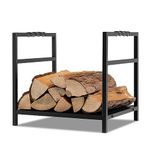 TANGZON Fireplace Log Holder, Heavy Duty Steel Firewood Rack with Solid Base & Handles, Indoor Outdoor Log Storage Wood Stacking Stand, 40 x 34 x 36cm