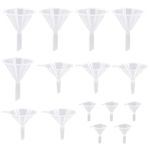 15 Pcs Funnels Set, Plastic Small Funnels, Mini Funnels, Travel Clear Funnels for Bottle Filing Essential Oil, Perfume, Lab Bottles, Science Laboratory Chemicals, Spices, Arts, Crafts, Sand