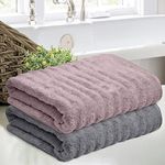 haus & kinder Zero Twist 100% Cotton 2 Piece Bath Towel Set, 530 GSM (Mauve & Darkgrey)