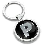 Biomar Labs® 3D Metal Alphabet A-Z Personalised Initials Keyring Keychain Silver Men Women Gift Letter P, KK 16