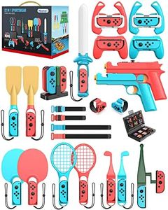 Switch Sports Accessories Bundle - HOZKAII 22 in 1 Family Accessories Kit Pack for Nintendo Switch/OLED Sports Games with Charging Dock, Game Guns, Tennis Rackets, Golf Clubs, Wrist Bands & Leg Strap